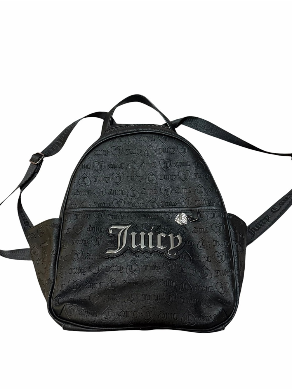 Juicy Couture Black Embossed Logo Mini Backpack Y2K McBling ✨